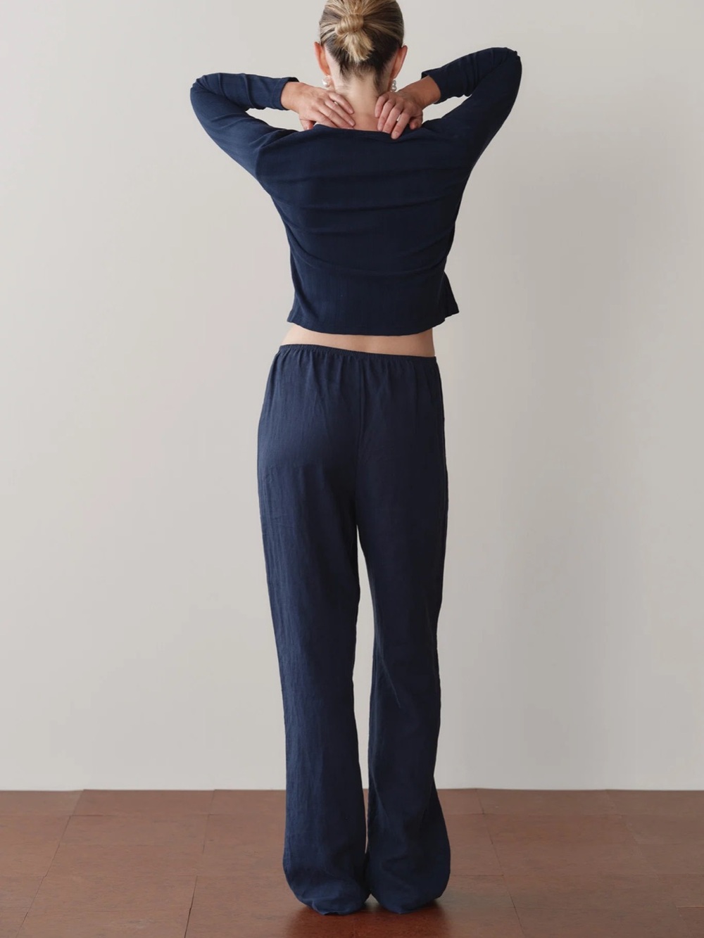 DONNI Navy Linen Simple Pant size XXS - Picture 3 of 7